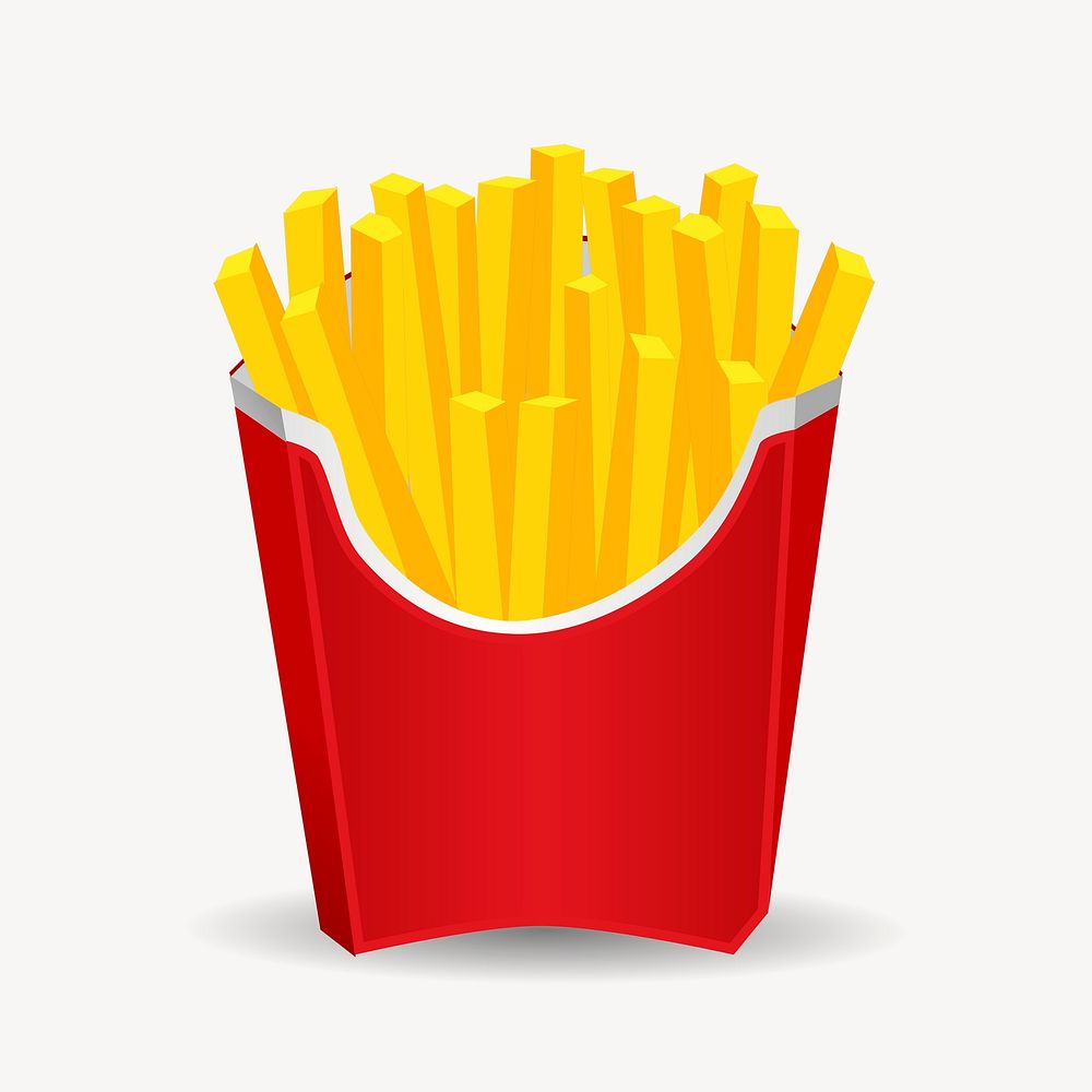French fries clipart, illustration. Free public domain CC0 image.