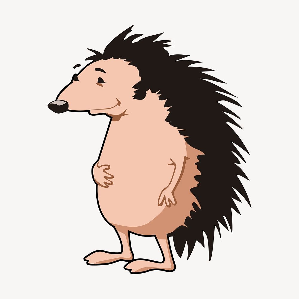 Hedgehog cartoon clipart, illustration vector. Free public domain CC0 image.