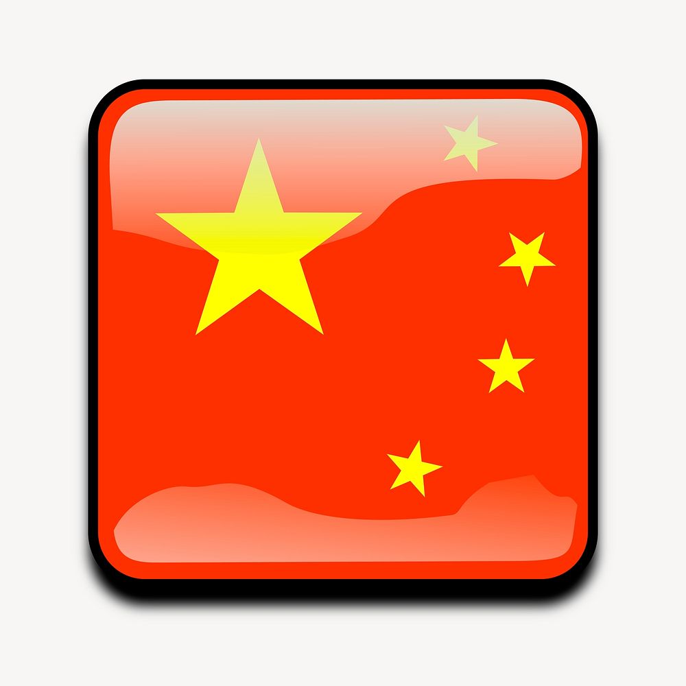 Chinese flag icon clipart, illustration vector. Free public domain CC0 image.