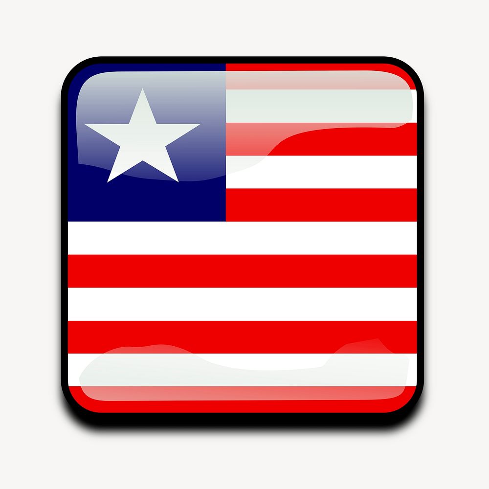 Liberian flag icon clipart, illustration psd. Free public domain CC0 image.