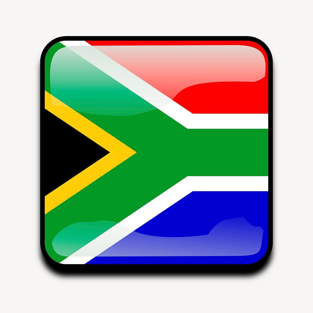 South African flag icon clipart, illustration psd. Free public domain CC0 image.