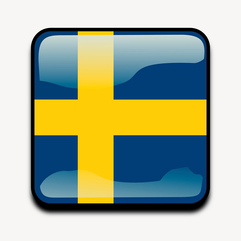 Swedish flag icon clipart, illustration. Free public domain CC0 image.