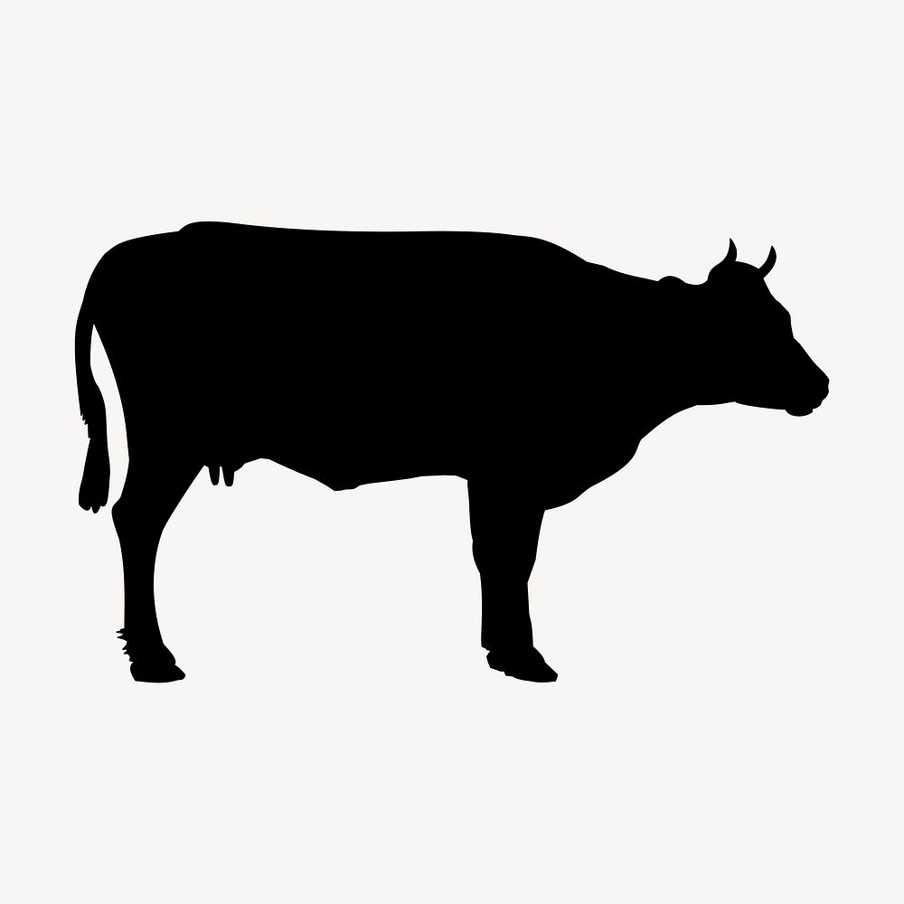 Cow silhouette drawing, vintage illustration vector. Free public domain CC0 image.