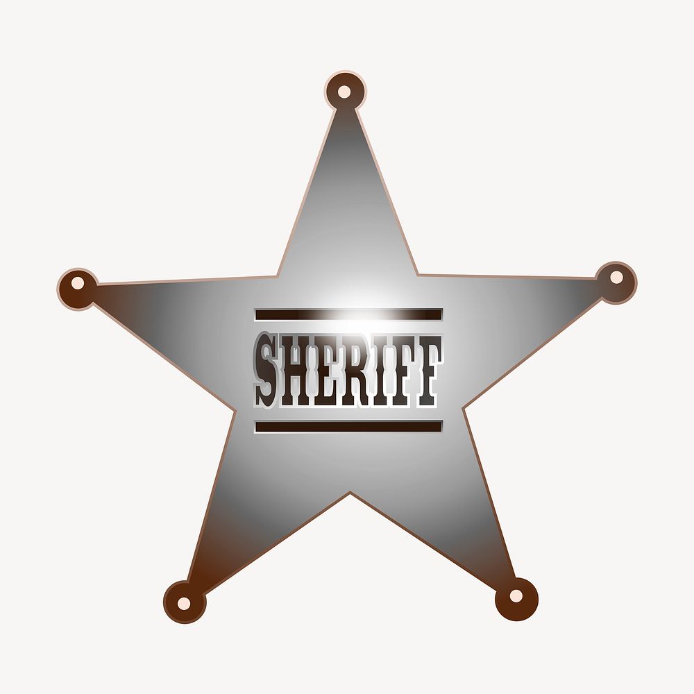 Sheriff badge clipart, illustration. Free public domain CC0 image.
