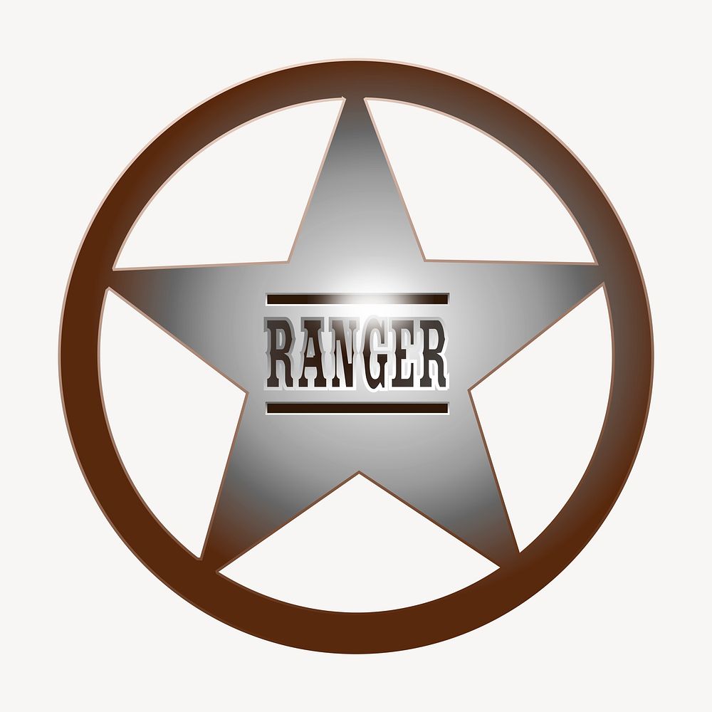 Ranger badge clipart, illustration vector. Free public domain CC0 image.