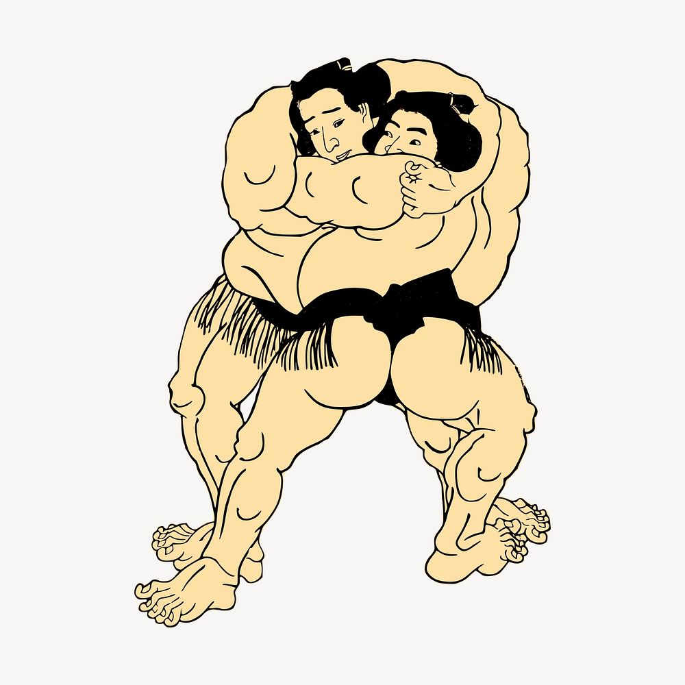 Japanese wrestling clipart, illustration vector. Free public domain CC0 image.