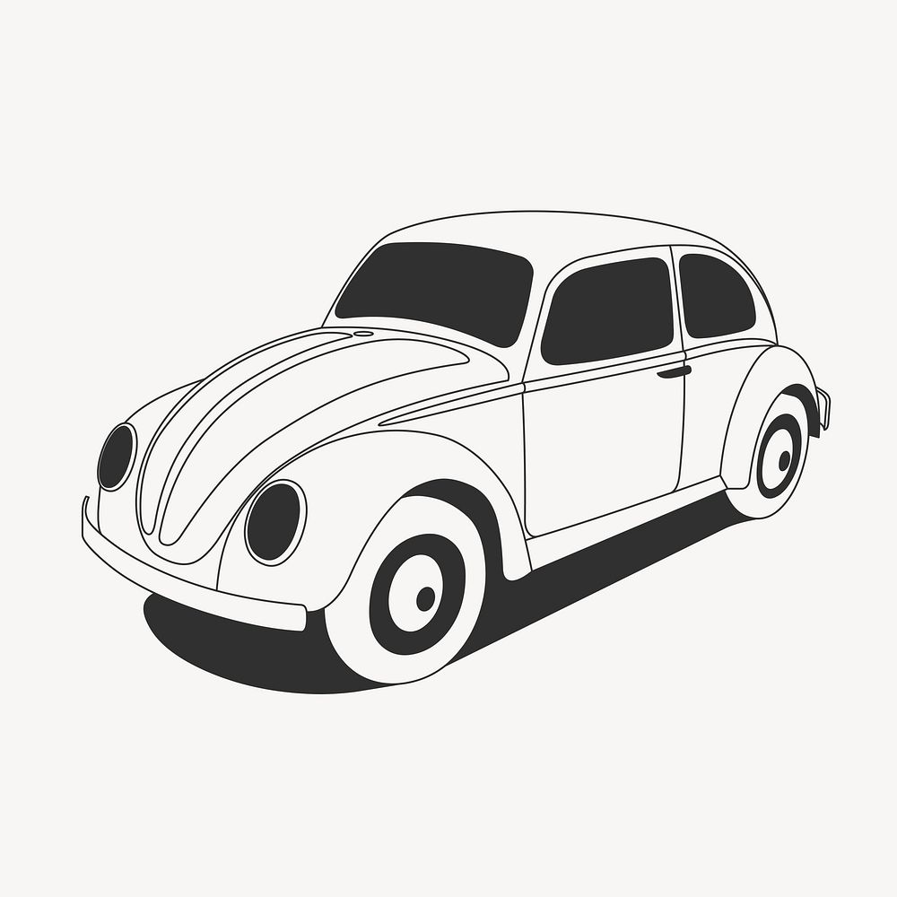 Classic car drawing, vintage illustration vector. Free public domain CC0 image.