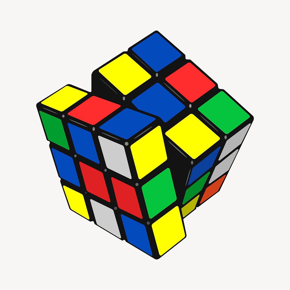 Rubik cube clipart, illustration vector. Free public domain CC0 image.