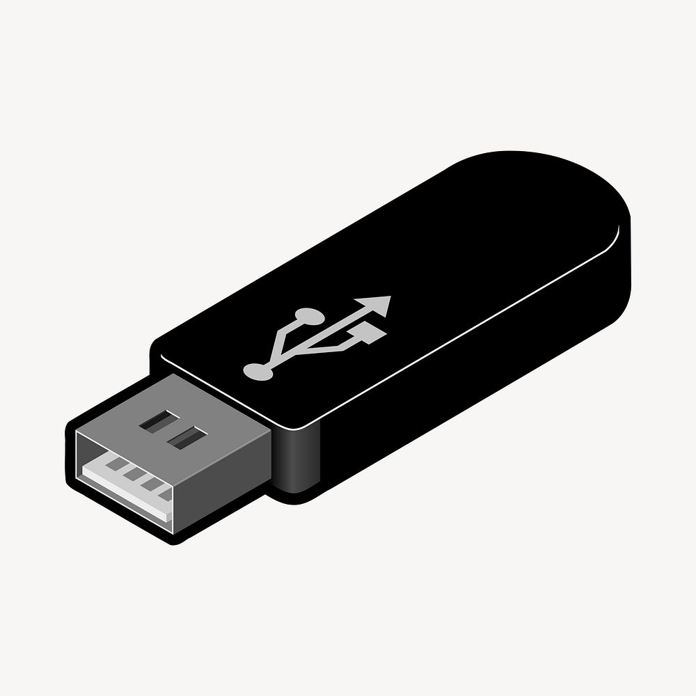 USB stick clipart, illustration vector. Free public domain CC0 image.