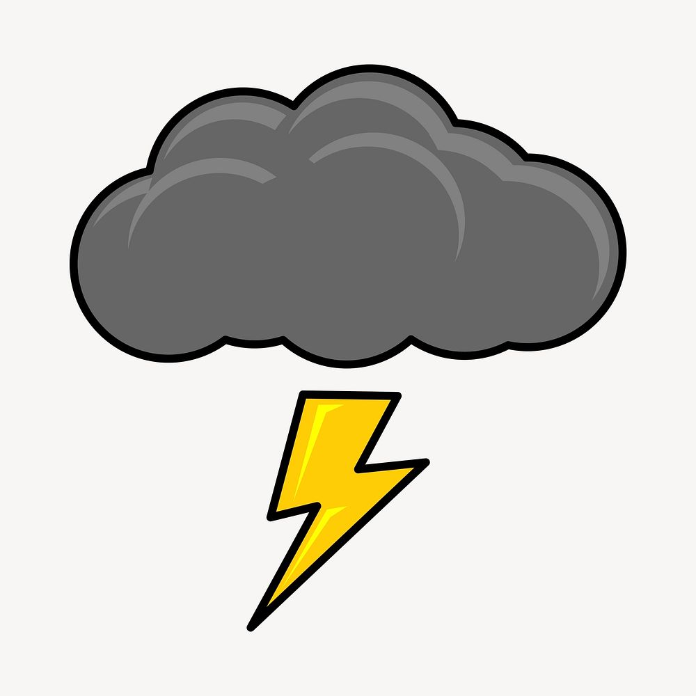 Thunder cloud clipart, illustration vector. Free public domain CC0 image.