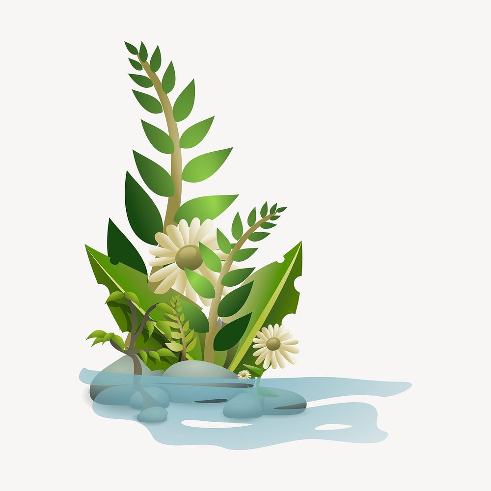 Flower bush clipart, illustration vector. Free public domain CC0 image.