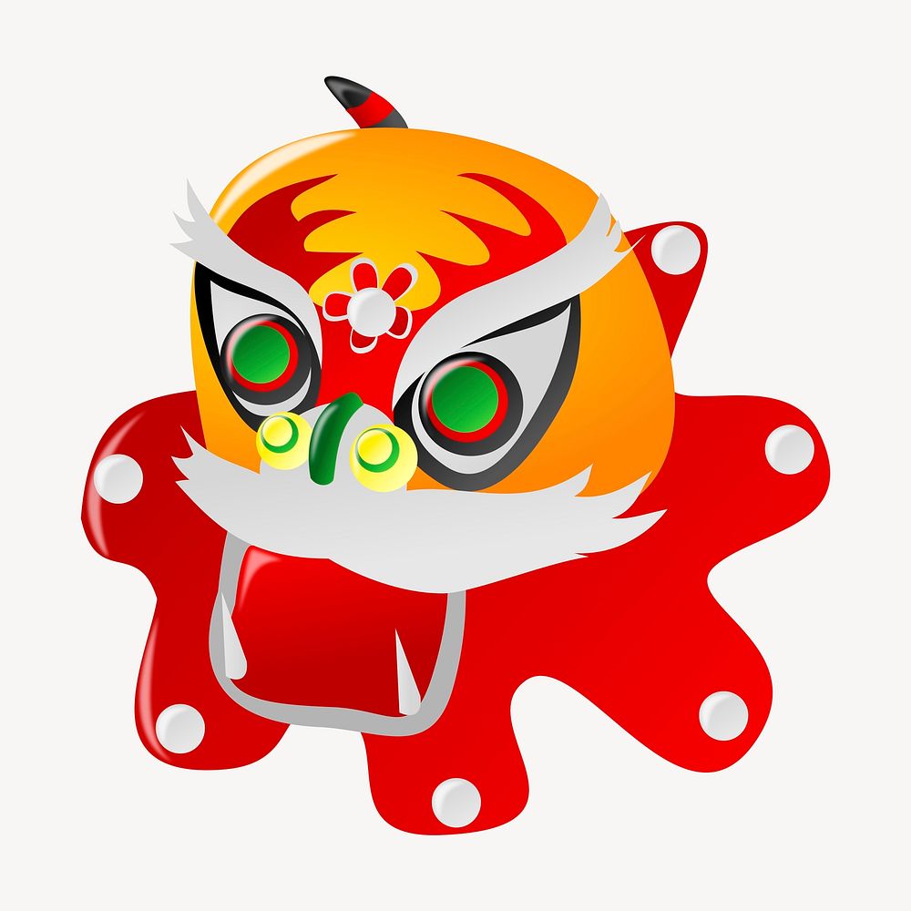 Chinese lion mask clipart, illustration vector. Free public domain CC0 image.