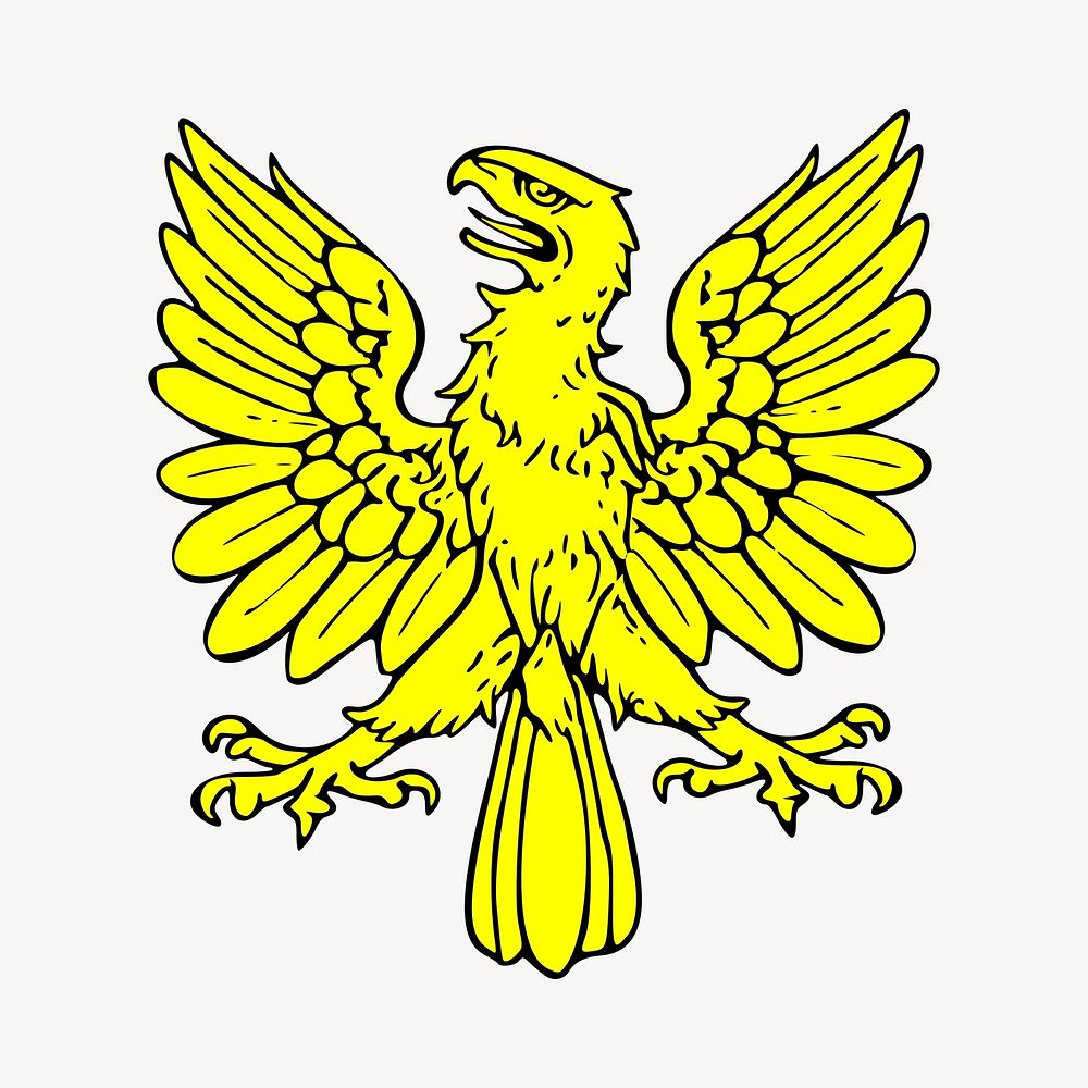 Yellow eagle clipart, illustration. Free public domain CC0 image.