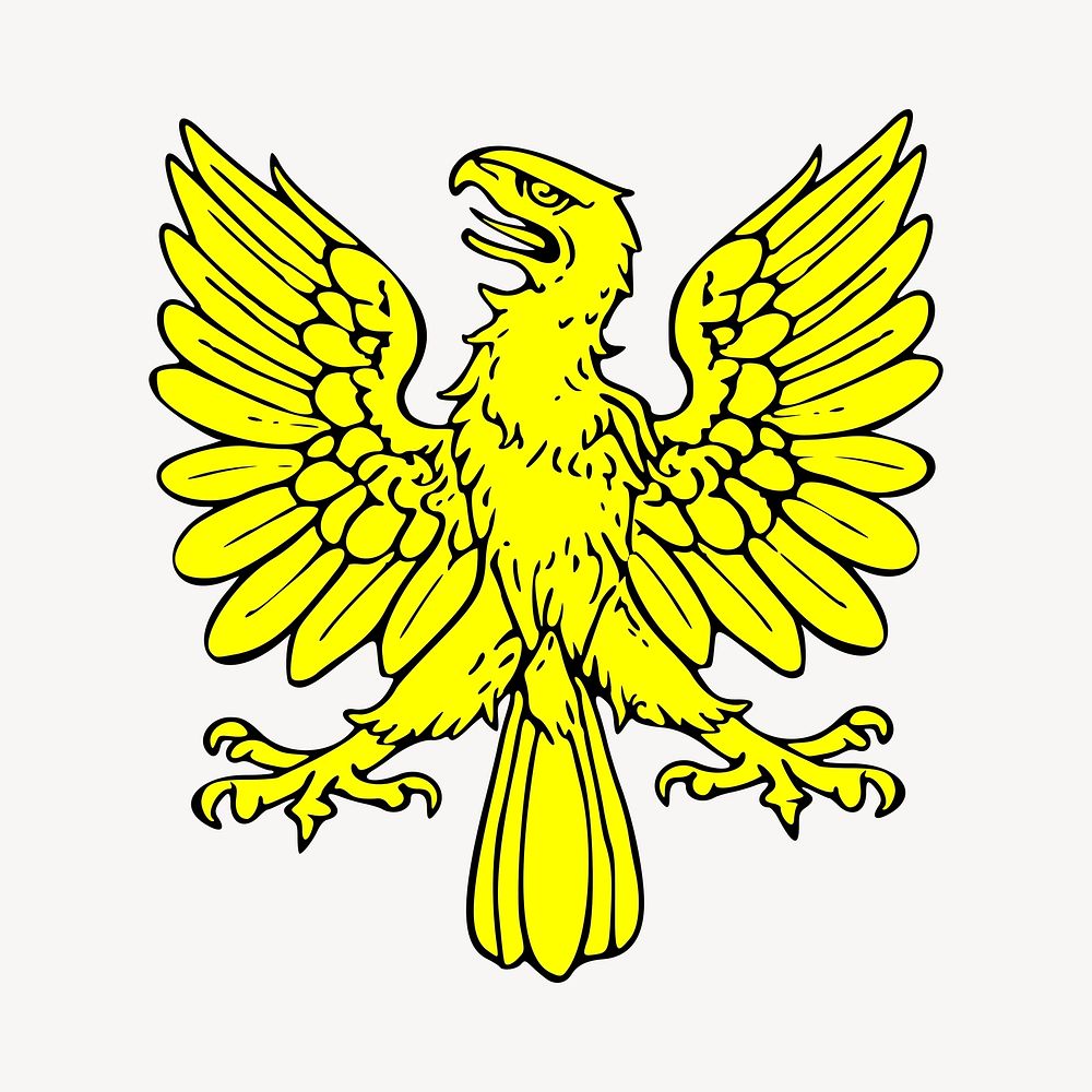 Yellow eagle clipart, illustration psd. Free public domain CC0 image.