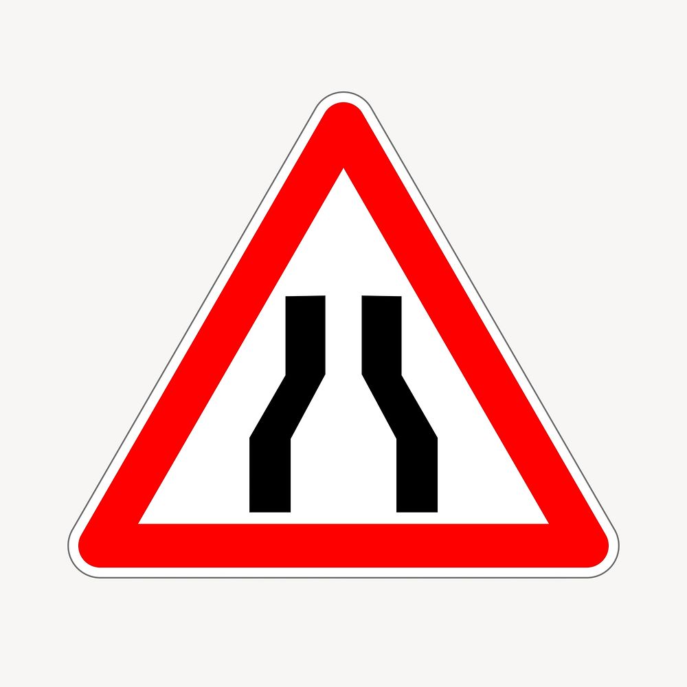 Narrow road sign clipart, illustration vector. Free public domain CC0 image.