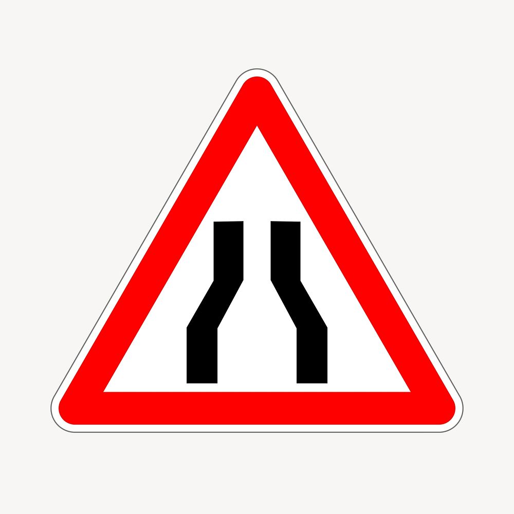 Narrow road sign clipart, illustration psd. Free public domain CC0 image.