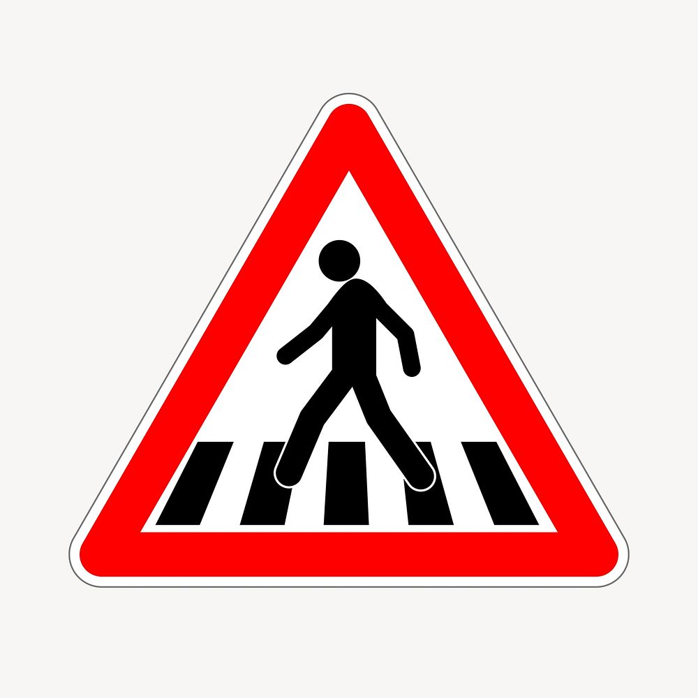 Pedestrian crossing sign clipart, illustration vector. Free public domain CC0 image.