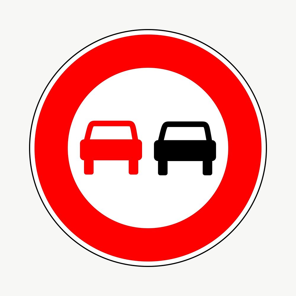 Overtaking restriction sign clipart, illustration vector. Free public domain CC0 image.