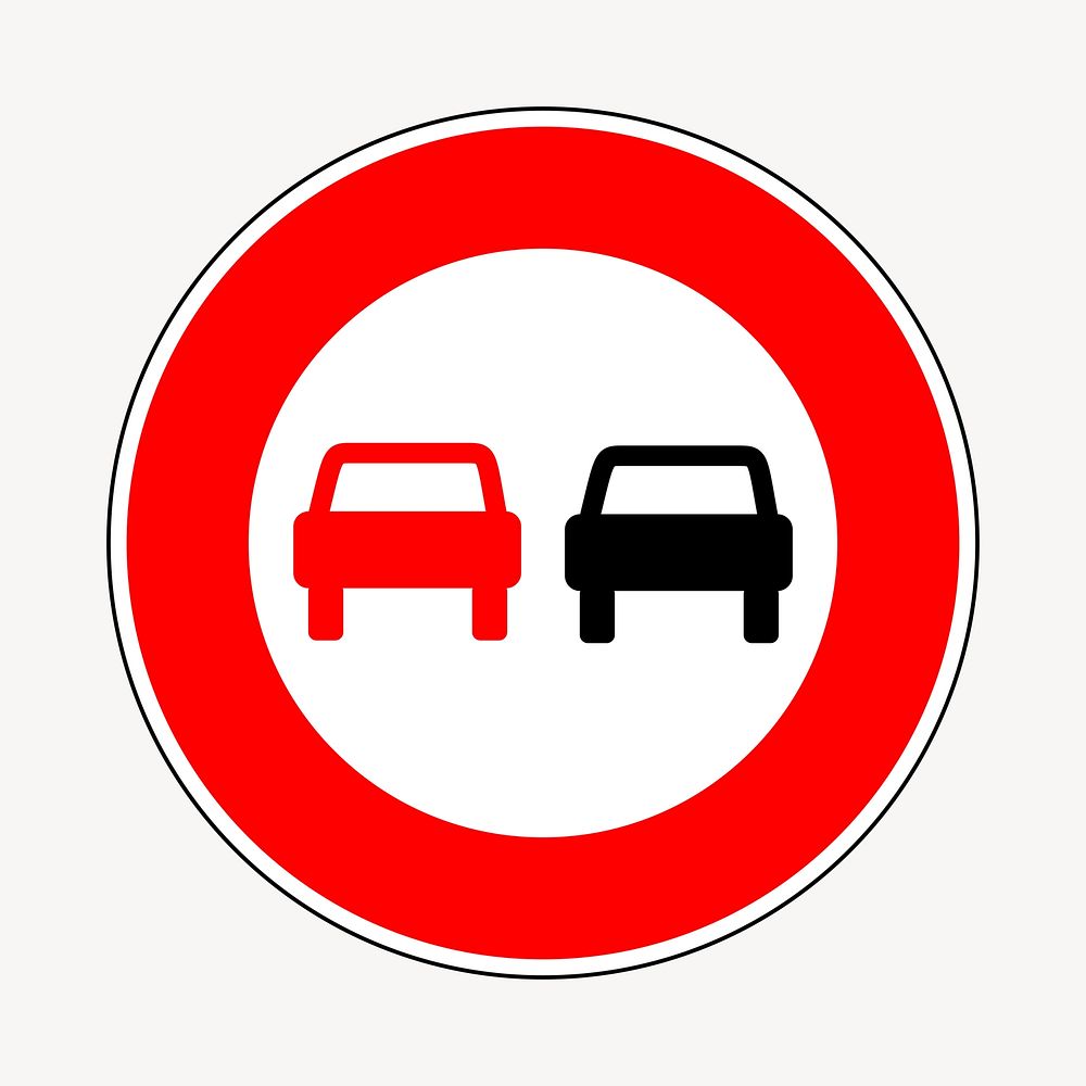 Overtaking restriction sign clipart, illustration psd. Free public domain CC0 image.