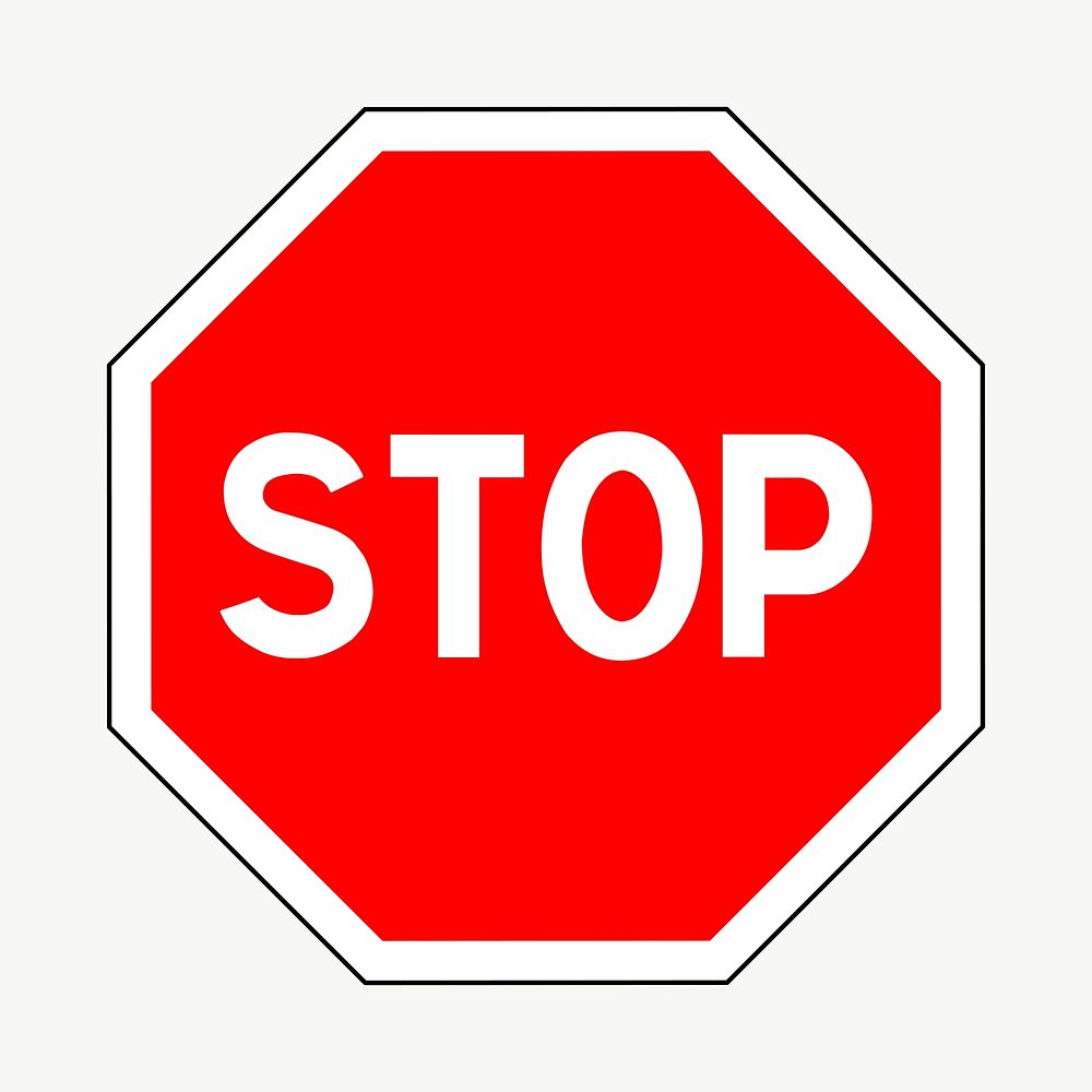 Stop sign clipart, illustration vector. Free public domain CC0 image.
