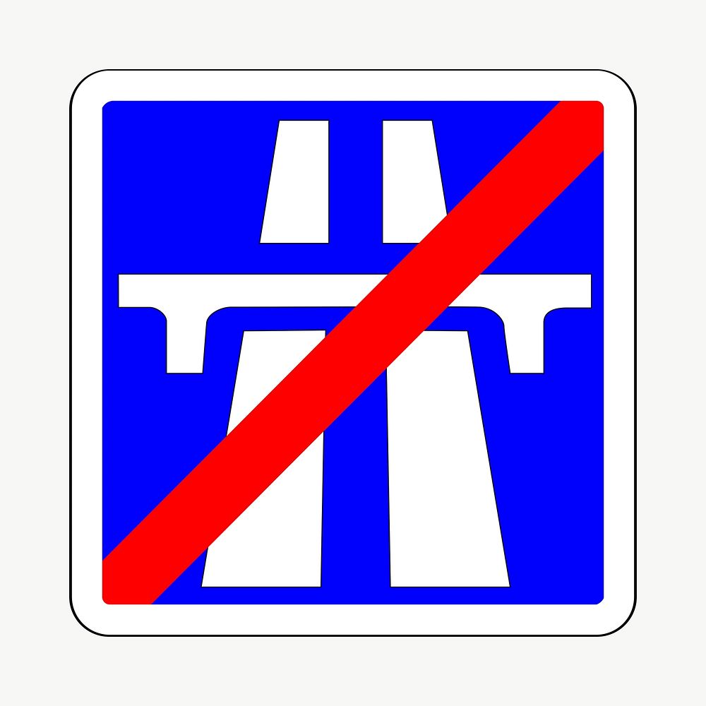 End of motorway sign clipart, illustration vector. Free public domain CC0 image.