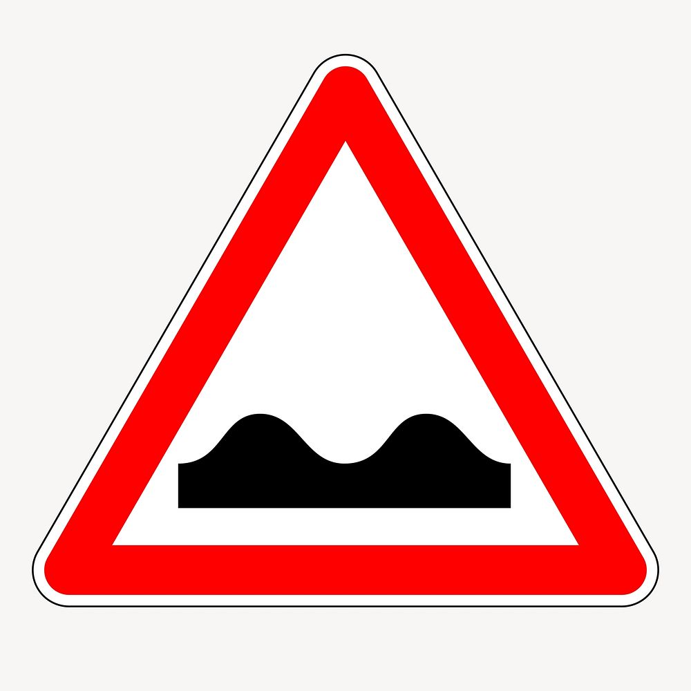 Bumpy road sign clipart, illustration. Free public domain CC0 image.