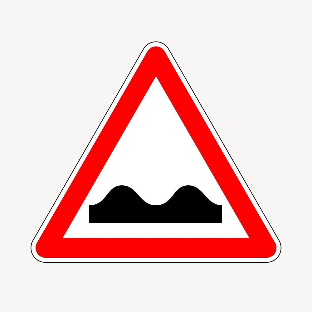 Bumpy road sign clipart, illustration psd. Free public domain CC0 image.