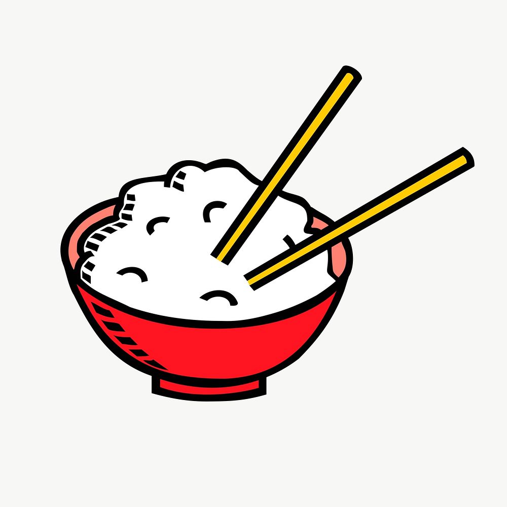 Rice bowl clipart, illustration vector. Free public domain CC0 image.