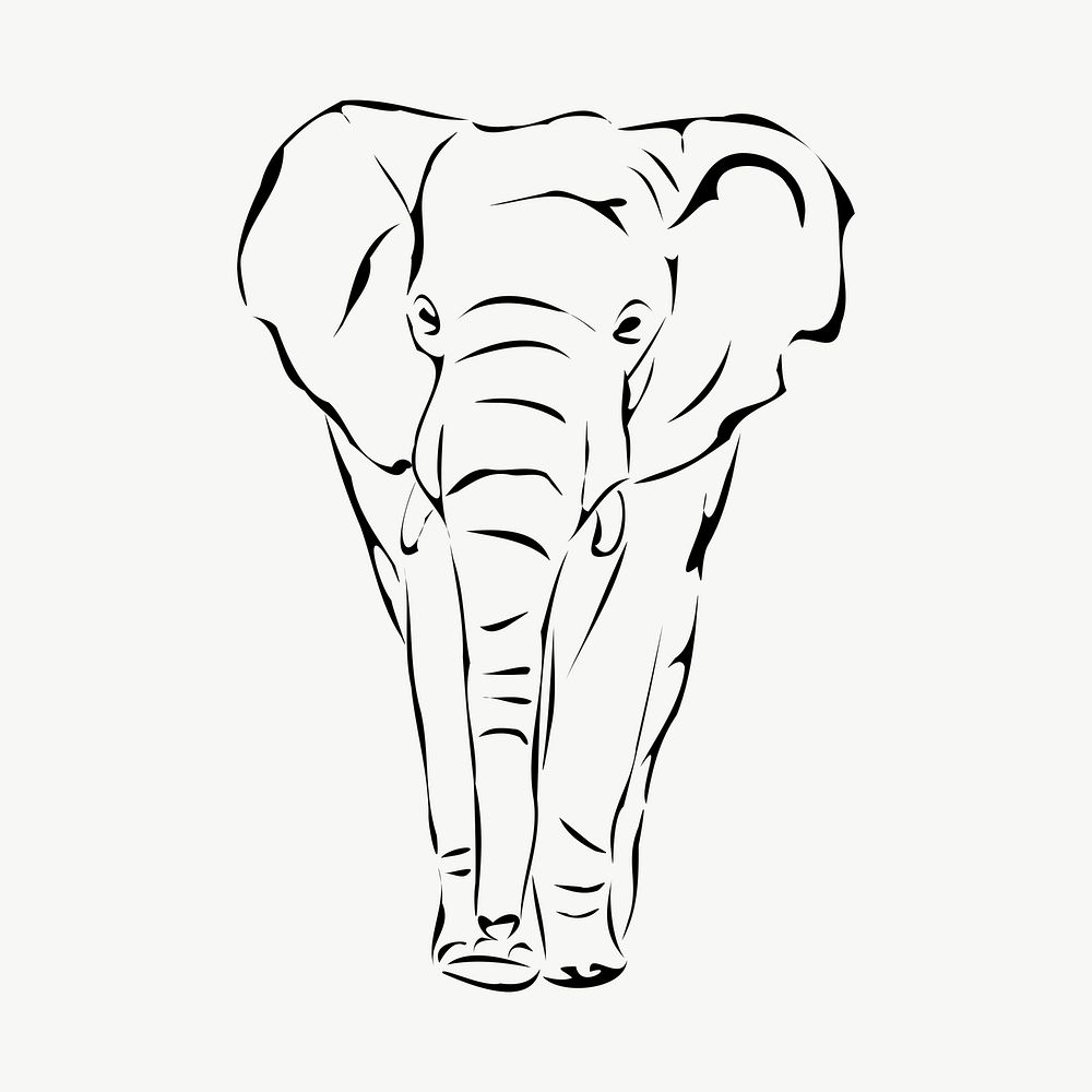 Elephant, animal clipart, illustration vector. Free public domain CC0 image.
