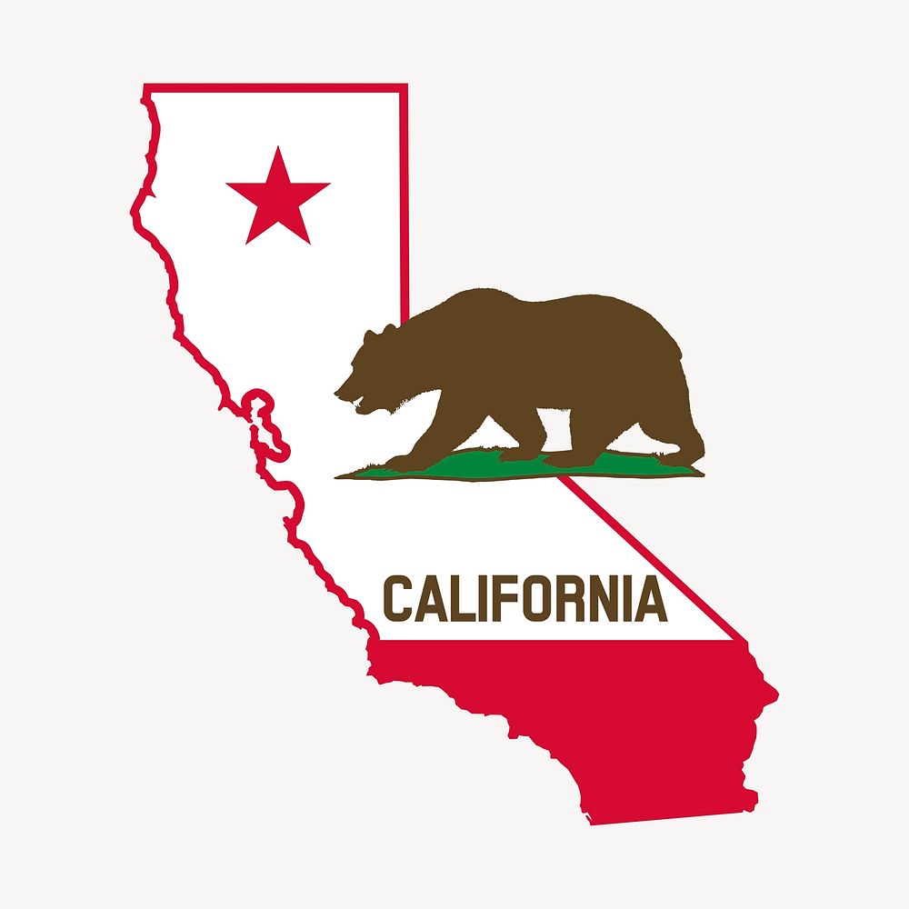 California flag clipart, illustration psd. Free public domain CC0 image.