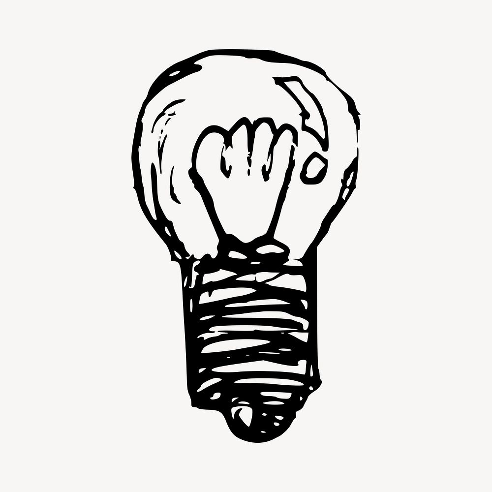 Light bulb doodle drawing, illustration psd. Free public domain CC0 image.