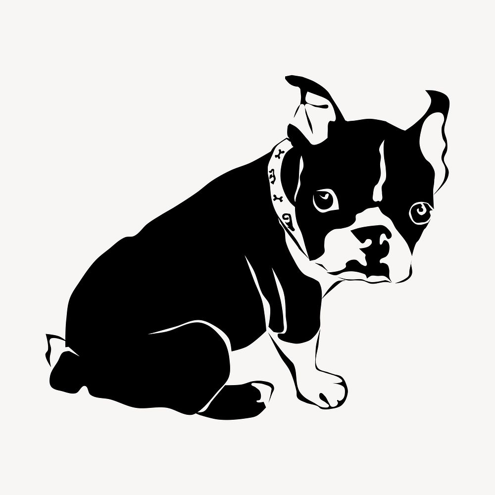 Pitbull puppy drawing, illustration. Free public domain CC0 image.