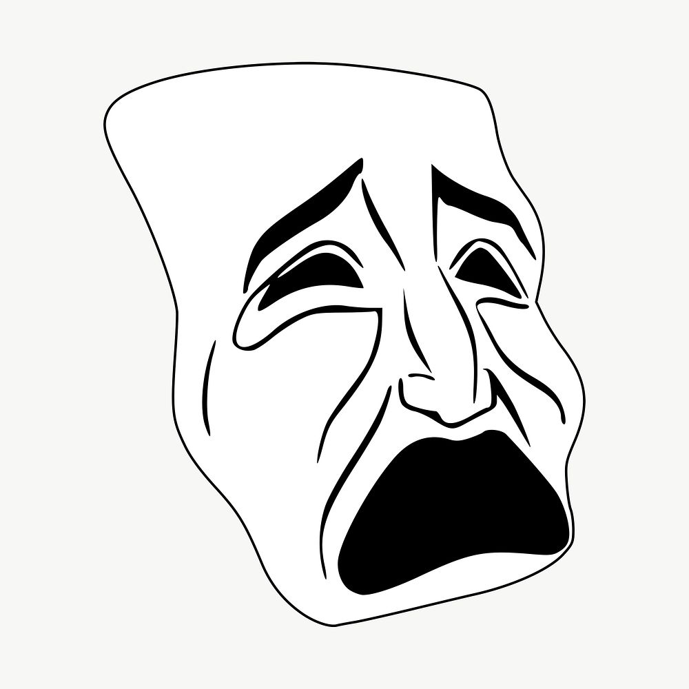 Crying mask drawing, illustration vector. Free public domain CC0 image.
