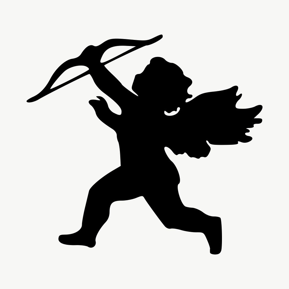 Cupid silhouette drawing, illustration vector. Free public domain CC0 image.
