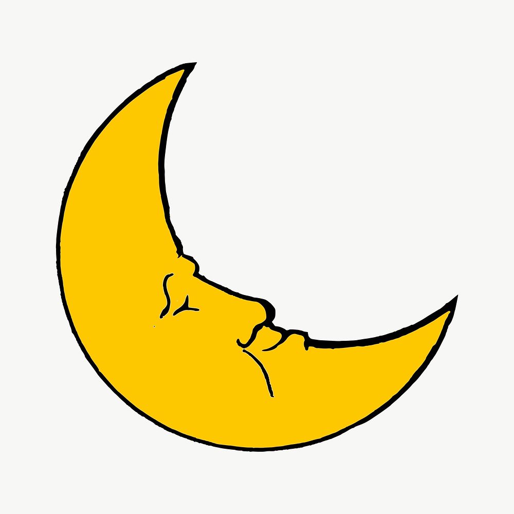 Sleeping moon clipart, illustration vector. Free public domain CC0 image.