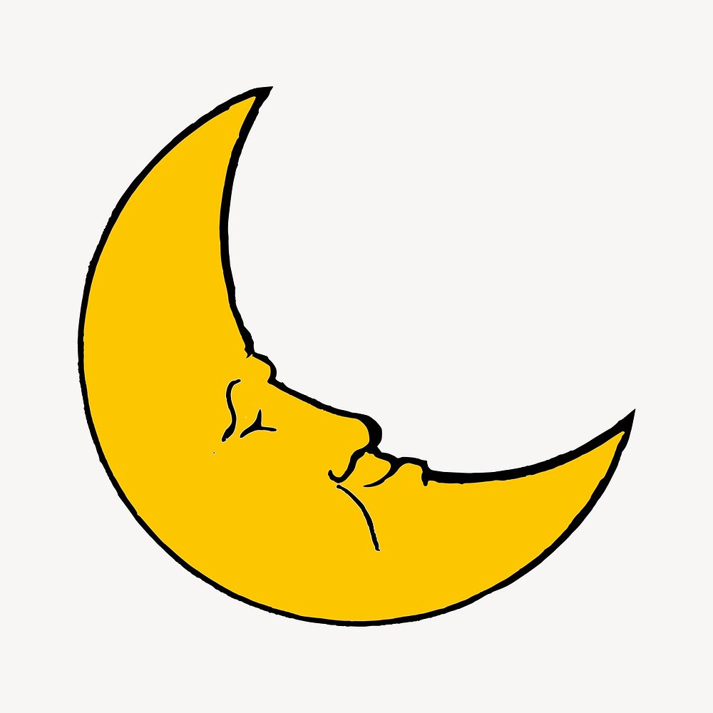 Sleeping moon clipart, illustration psd. Free public domain CC0 image.