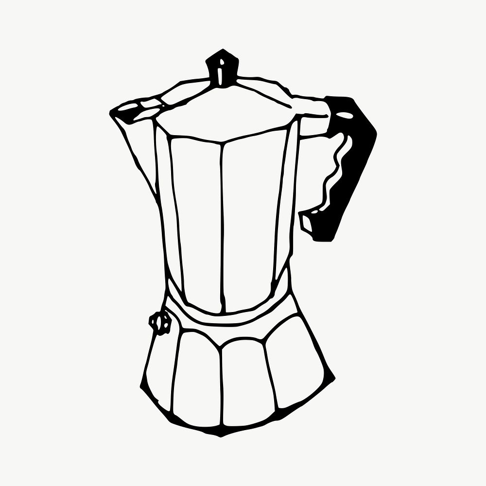 Vintage kettle drawing, illustration vector. Free public domain CC0 image.