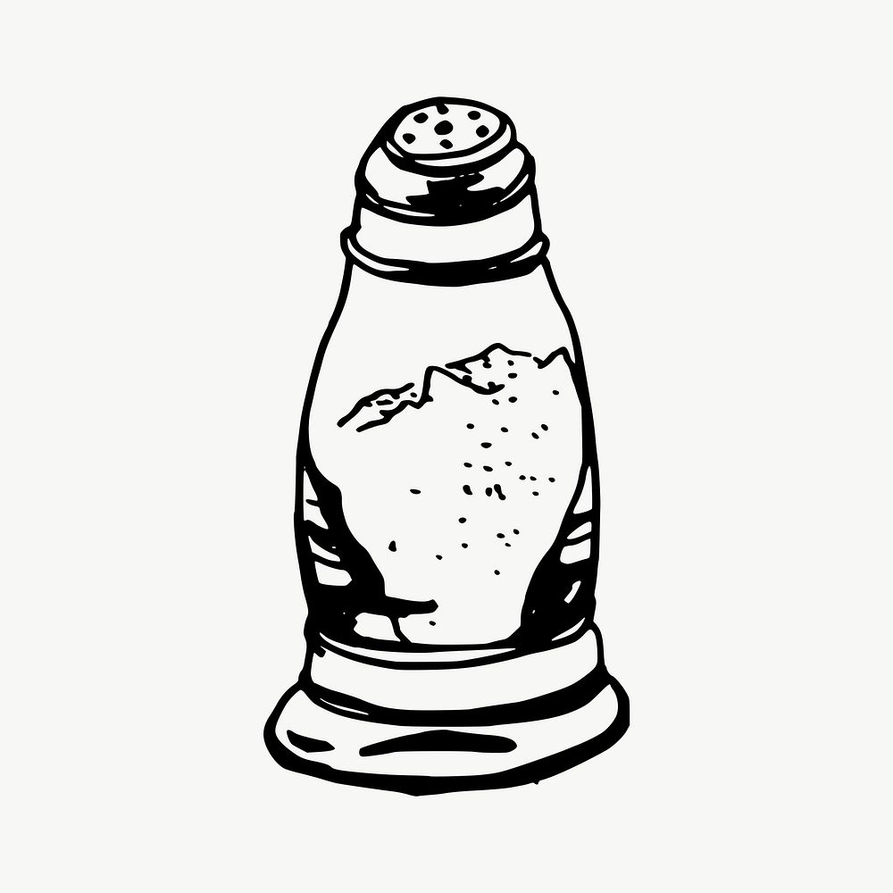 Salt shaker drawing, illustration vector. Free public domain CC0 image.