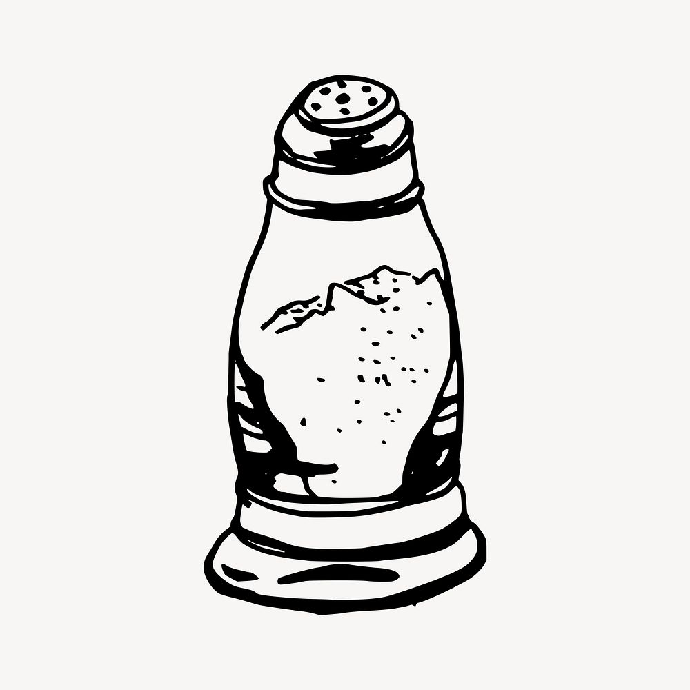 Salt shaker drawing, illustration. Free public domain CC0 image.