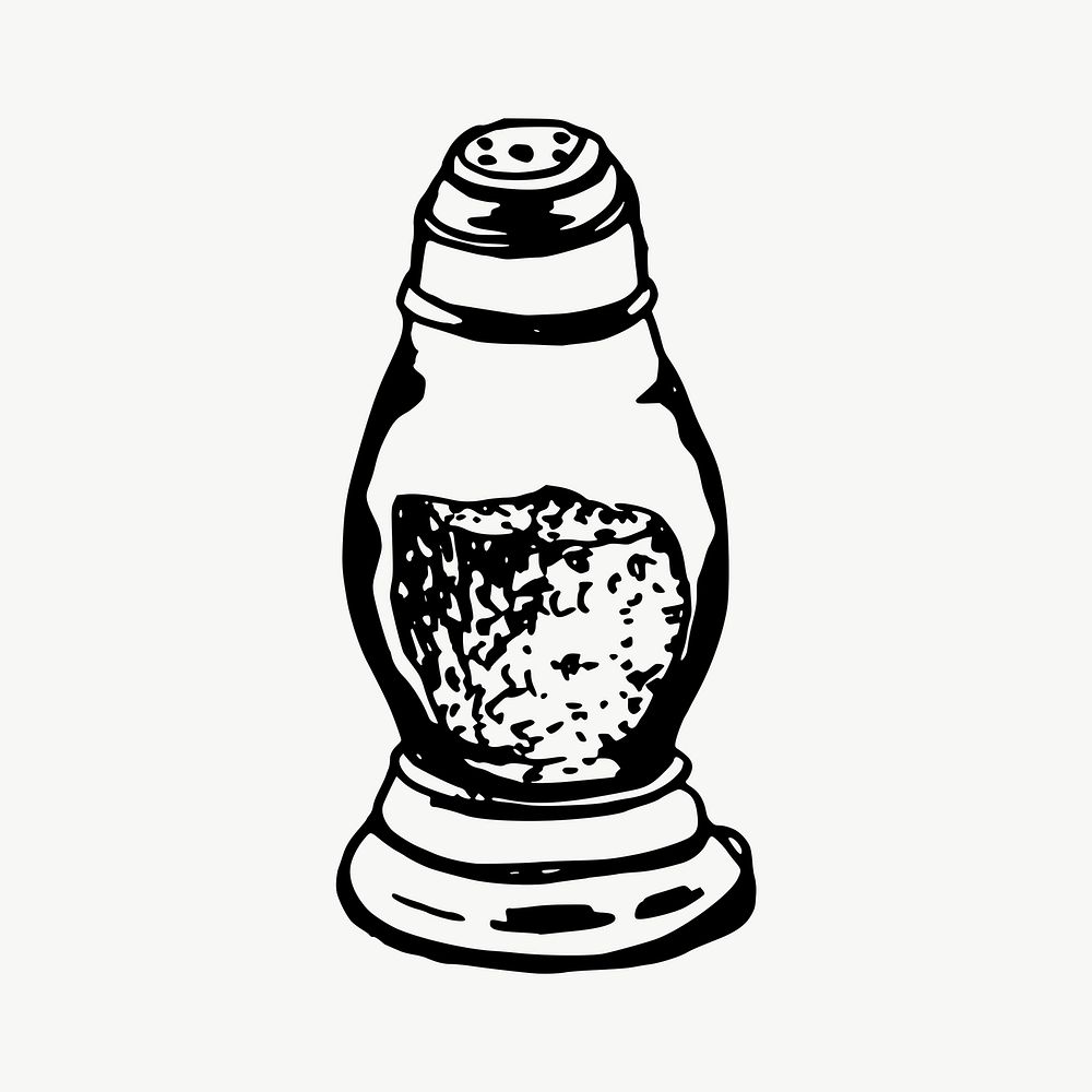 Salt shaker drawing, illustration vector. Free public domain CC0 image.