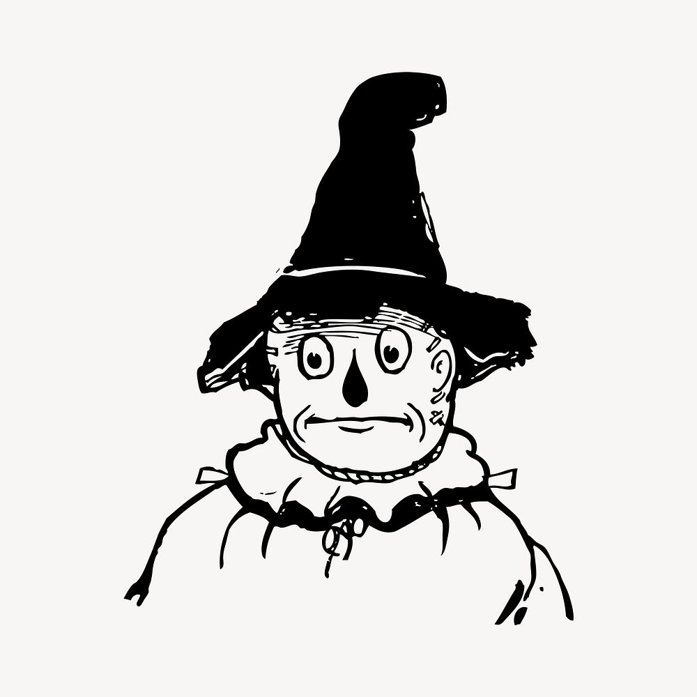 Halloween scarecrow drawing, illustration. Free public domain CC0 image.