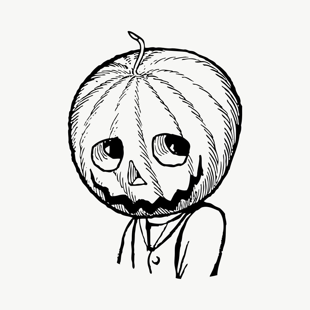 Halloween pumpkin drawing, illustration vector. Free public domain CC0 image.