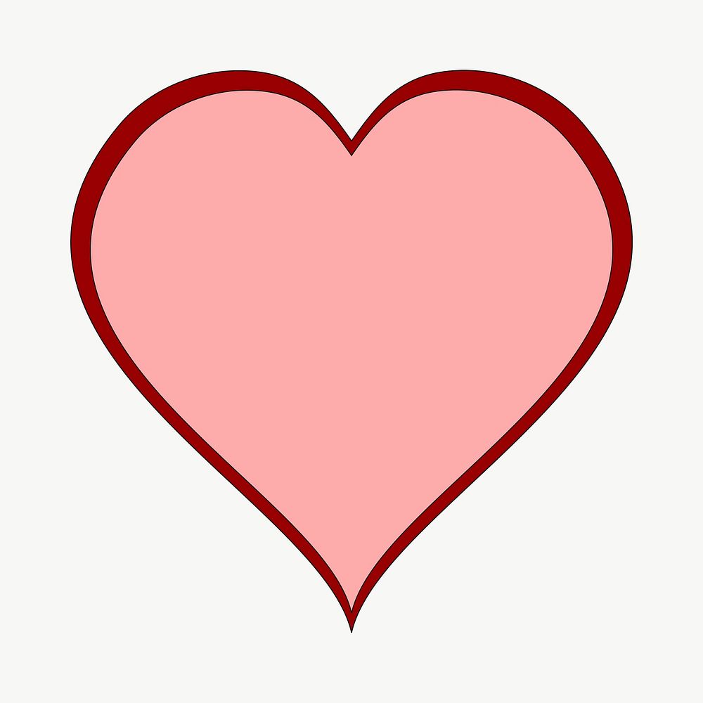 Pink heart clipart, illustration vector. Free public domain CC0 image.