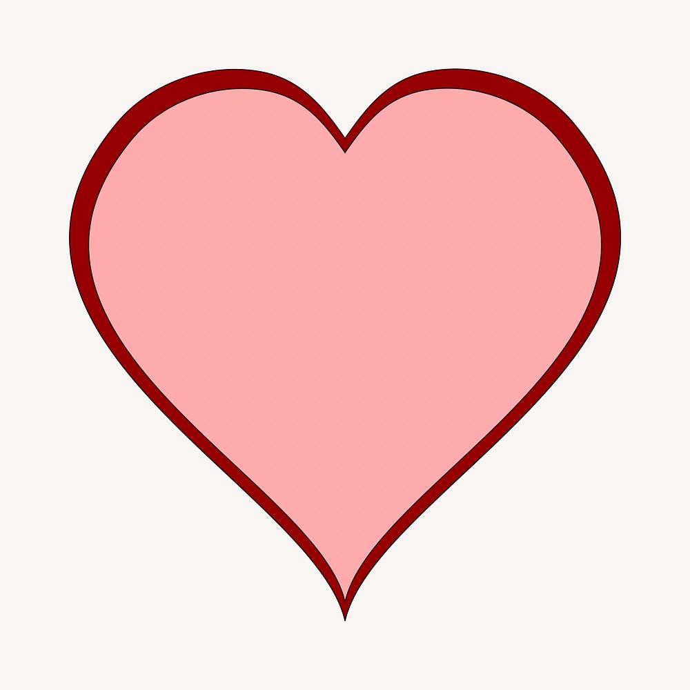 Pink heart clipart, illustration. Free public domain CC0 image.