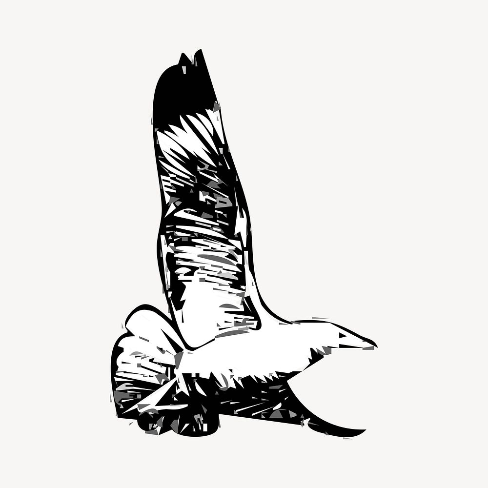 Flying bird drawing, illustration. Free public domain CC0 image.