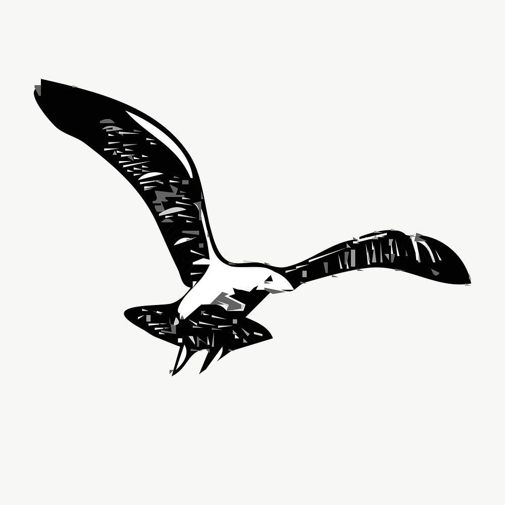 Flying bird drawing, illustration vector. Free public domain CC0 image.