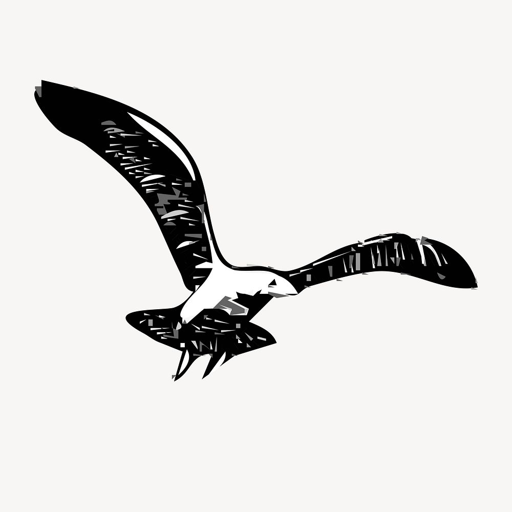 Flying bird drawing, illustration psd. Free public domain CC0 image.