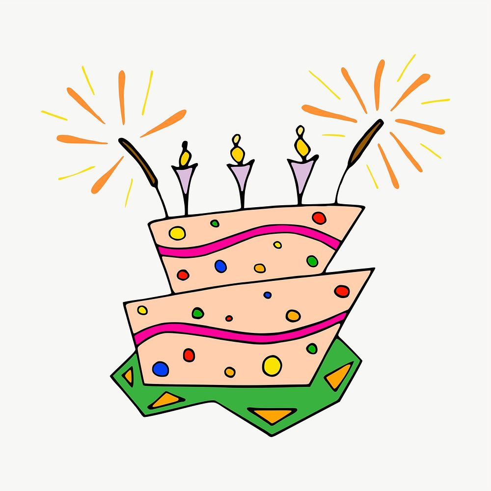 Birthday cake clipart, illustration vector. Free public domain CC0 image.