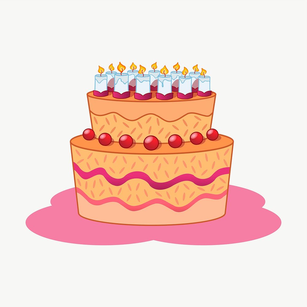 Birthday cake clipart, illustration vector. Free public domain CC0 image.