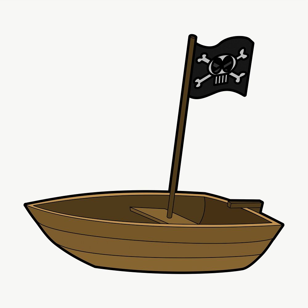 Pirate boat clipart, illustration vector. Free public domain CC0 image.